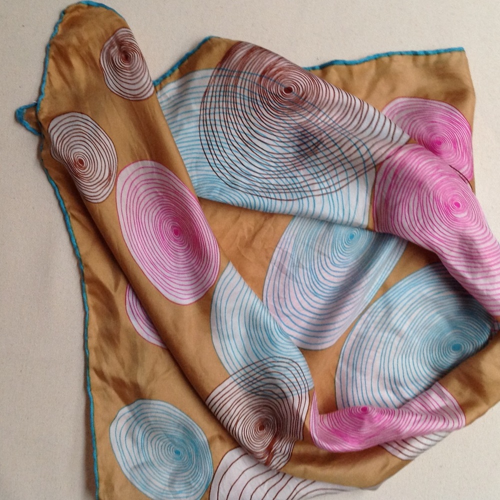 Beautiful Burmel Hand rolled Silk Scarf 29" Square